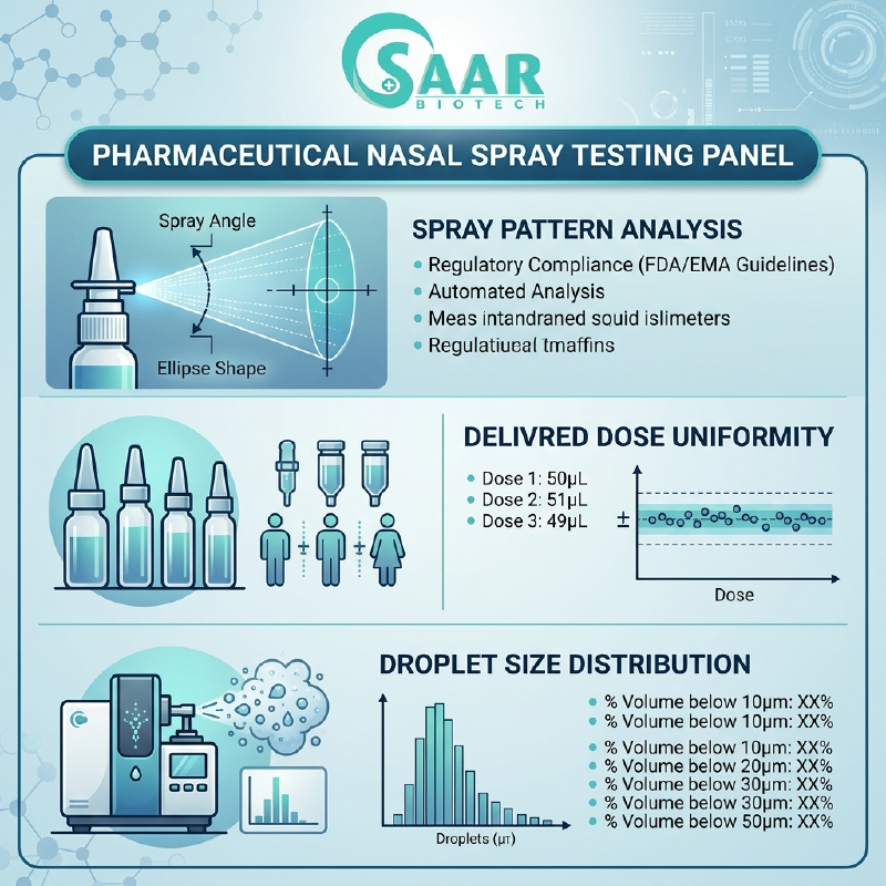 Infographic of Nasal Spray Quality Control Testing Panel