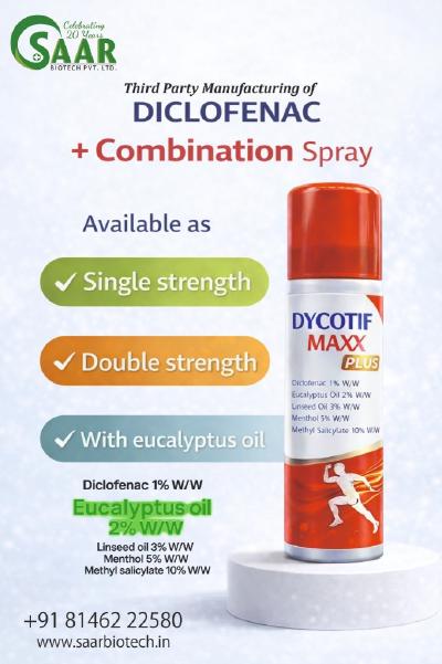 Diclofenac Aerosol Spray Contract Manufacturing by Saar Biotech